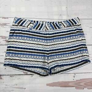 Gap 'The City' 3-Inch Striped Blue and Black Aztec Textured Shorts Size 14
